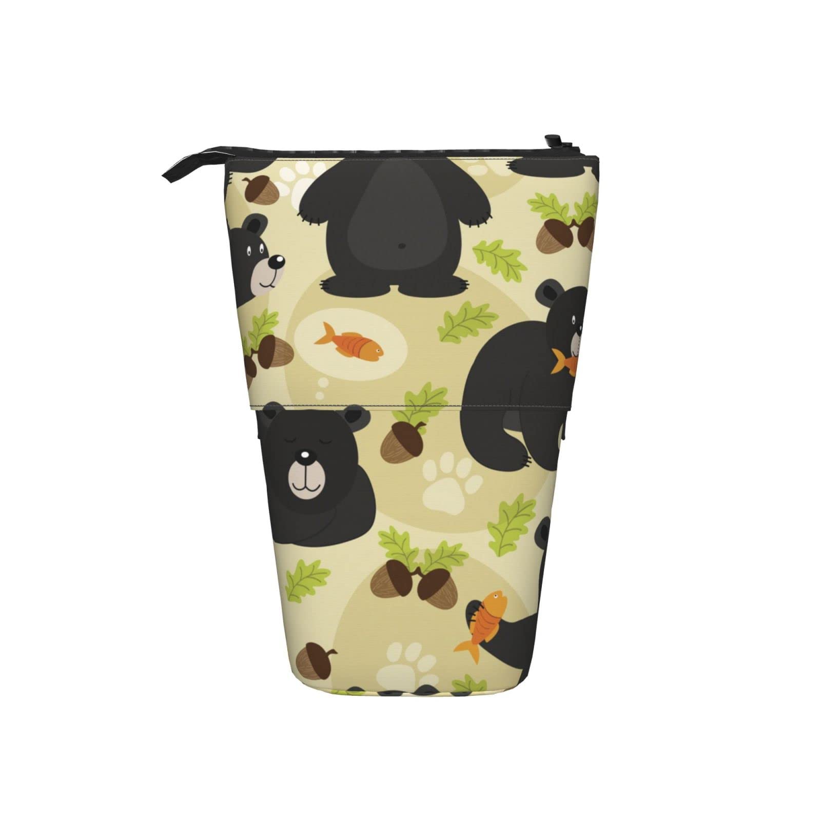 Stylish Bear Print Pencil Case & Telescopic Makeup Pouch - Pop Up Pen Holder for Office, School, Travel | Cute Cosmetic Bag for Women & Men | Perfect for Organizing Stationery & Beauty Essentials