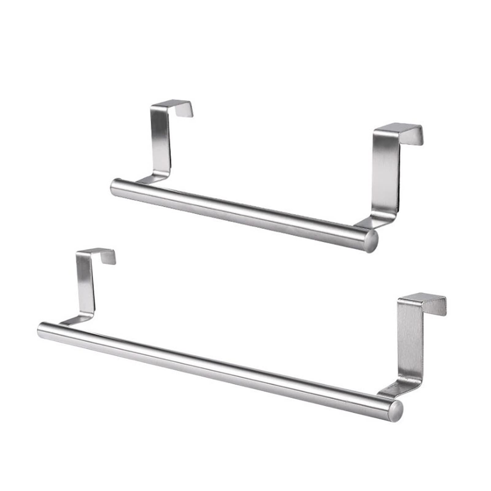 Stainless Steel Over The Door Towel Rack - 2 Pack Space Saving Hanging Holder for Bathroom, Kitchen, Laundry Room - Durable Clothes Airer & Towel Bar for Home Organization (Color: Silver) - Perfect for Small Spaces, Apartments & Dorm Rooms