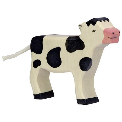 Wooden Tiger Calf Standing Black - Handcrafted Animal Figurine for Home Decor, Nursery, and Gift Giving