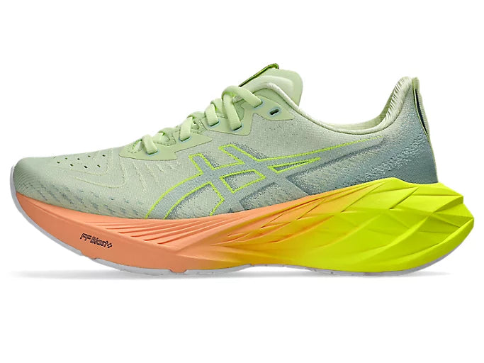 ASICS Women's NOVABLAST 4 Running Shoes - Cool Matcha/Safety Yellow | Lightweight Cushioned Sneakers for Jogging, Gym Workouts & Daily Comfort