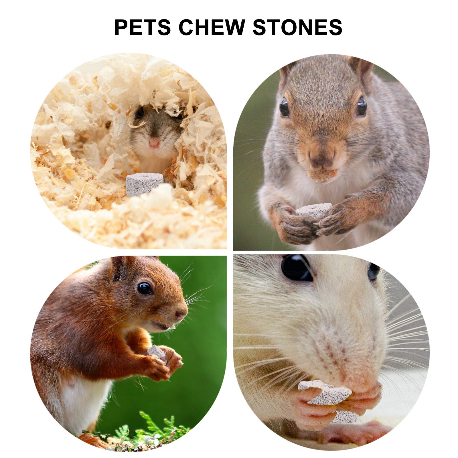 12Pcs Mineral Stone Chew Toys for Small Pets - Hamster & Rabbit Teeth Grinding Stones with Holes | Durable Pet Supplies for Dental Health & Boredom Relief - Perfect for Cage Accessories & Chewing Fun