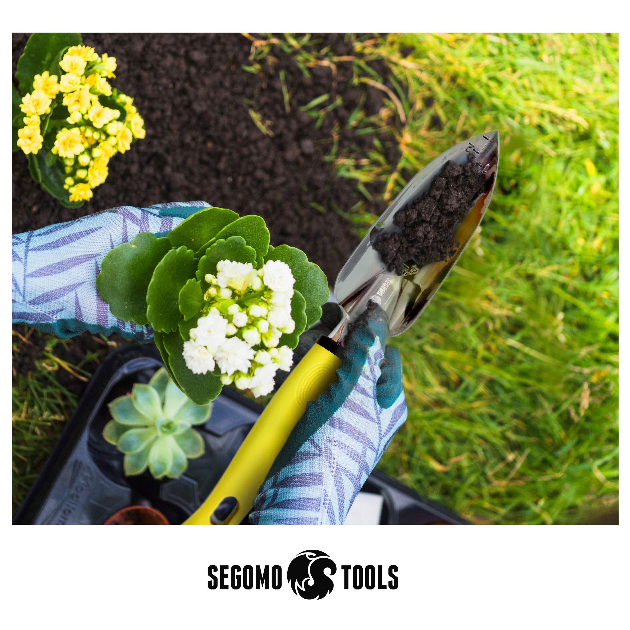 Segomo Tools 12-Piece Premium Garden Tool Set with Gloves, Kneeling Pad, Spray Bottle, Apron & Tote Bag | Complete Gardening Kit for Planting, Weeding & Landscaping | Ideal for Home Gardeners, Backyard Farming & Outdoor DIY Projects