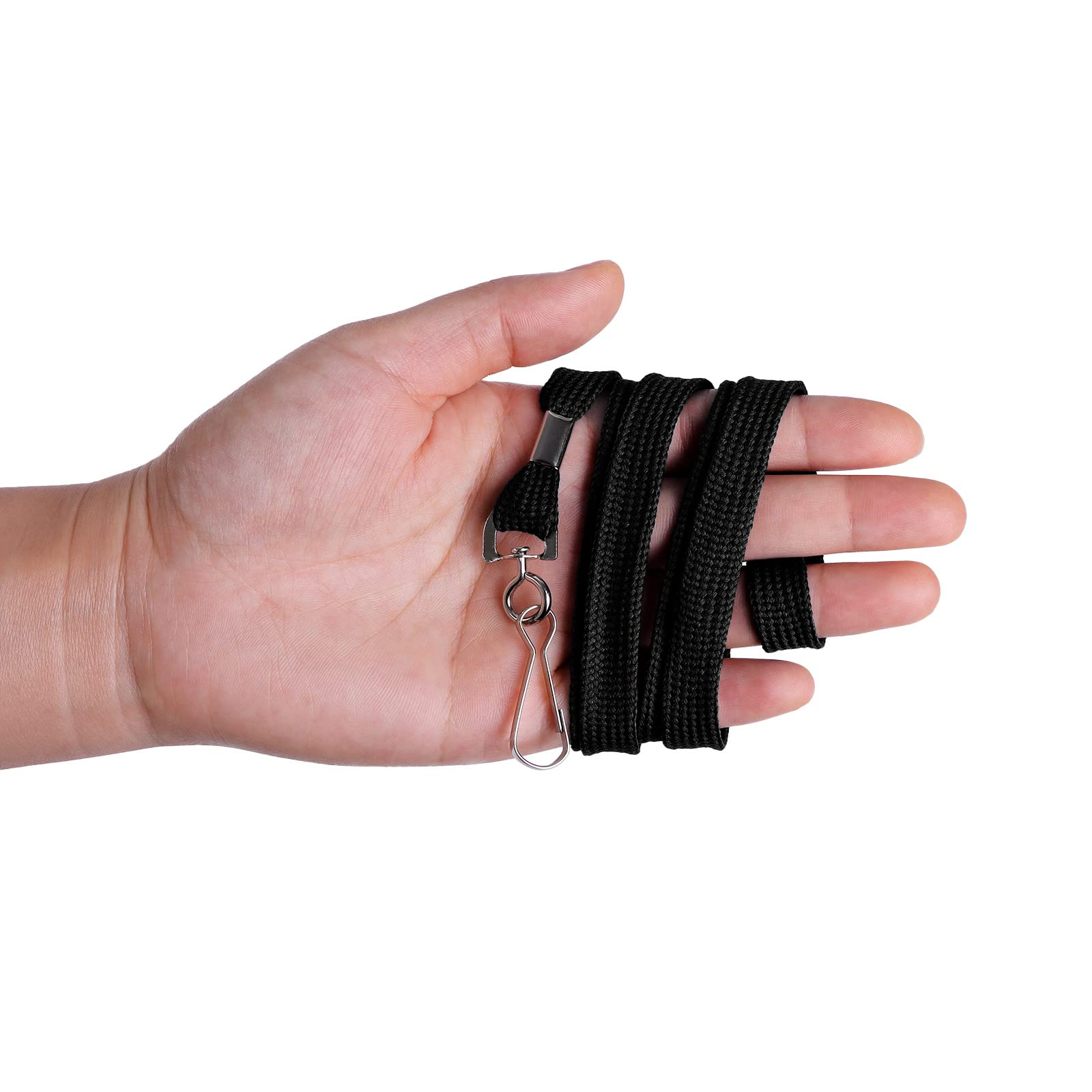 HOSL 100 Pack Badge Lanyards with Swivel Hook - Office, ID & Business Cards - Wide Black for Work & School