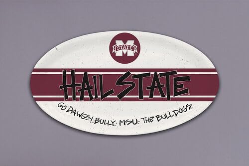 Mississippi State Magnolia Lane Melamine Plate - 12.25-inch Oval Dishwasher-Safe Serving Platter for Kitchen, Dining & Entertaining | Perfect for Parties, Picnics & Home Decor