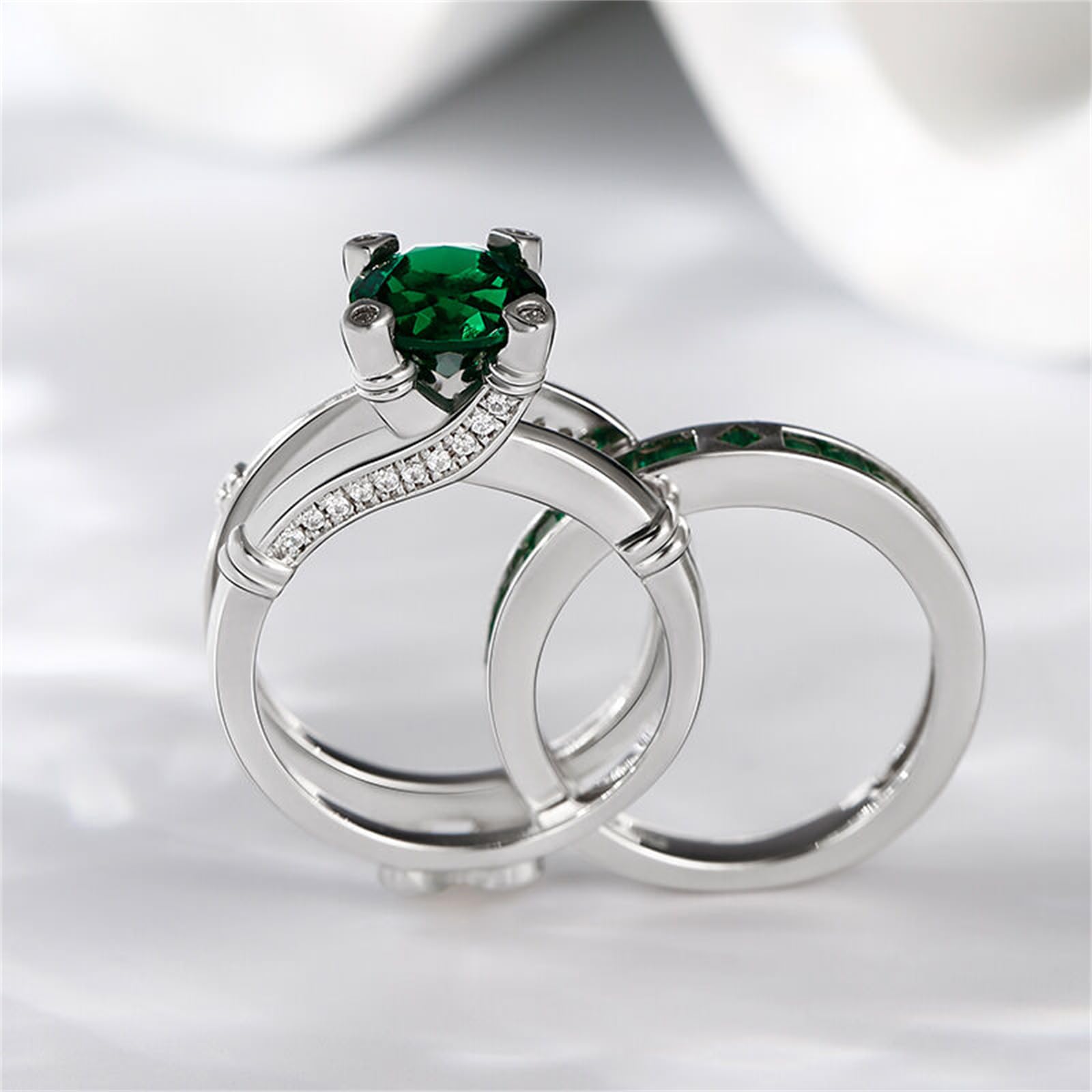 Jeulia Diamond Band Rings for Women - Sterling Silver CZ Interchangeable Ring Sets, Wedding, Engagement, Anniversary, Promise, Bridal Jewelry - Perfect for Proposals, Bridal Parties & Special Occasions