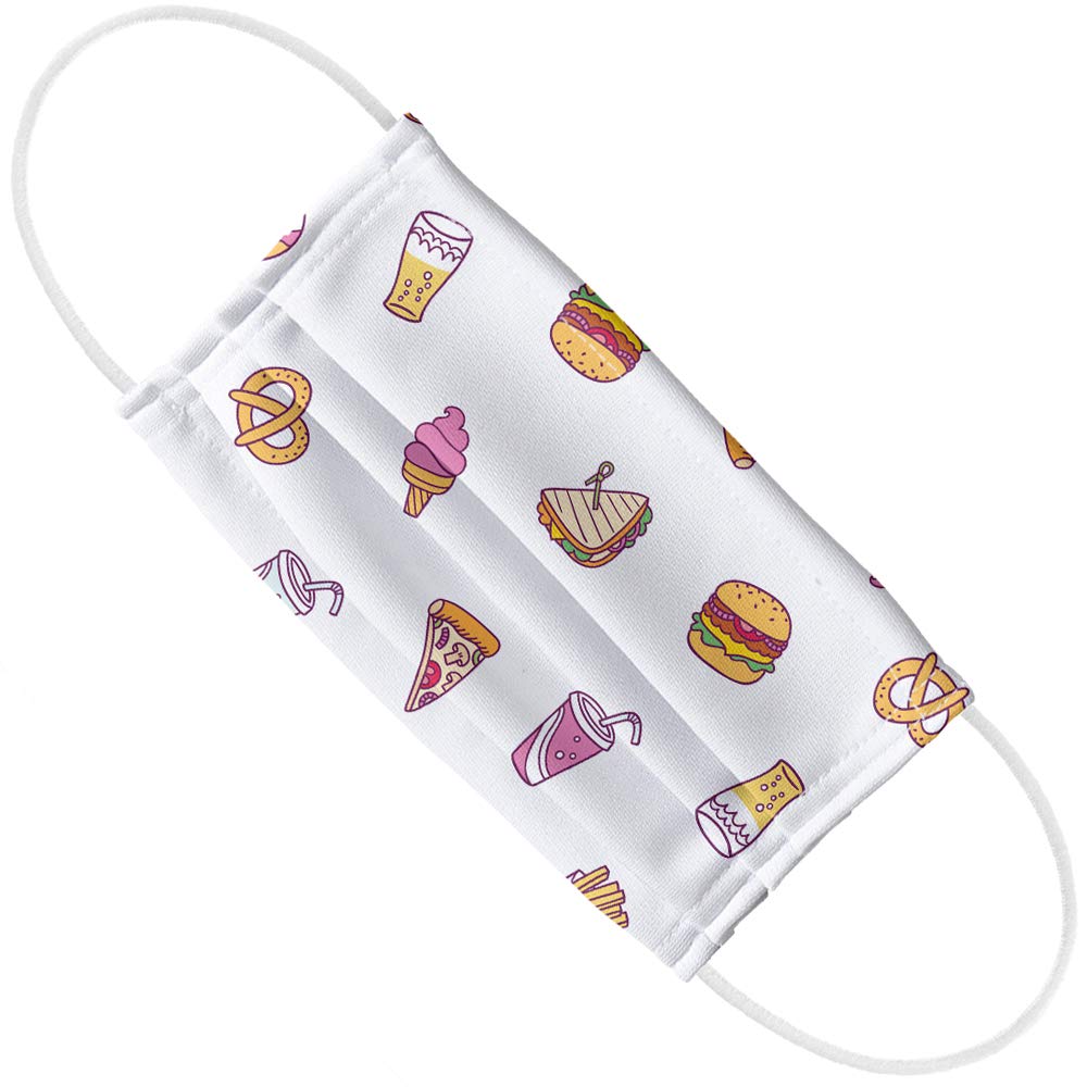 Popfunk Junk Food Snacks Print Reusable Face Mask - 1-Ply Breathable Unisex Cloth Mask for Daily Wear, Shopping & Outdoor Activities