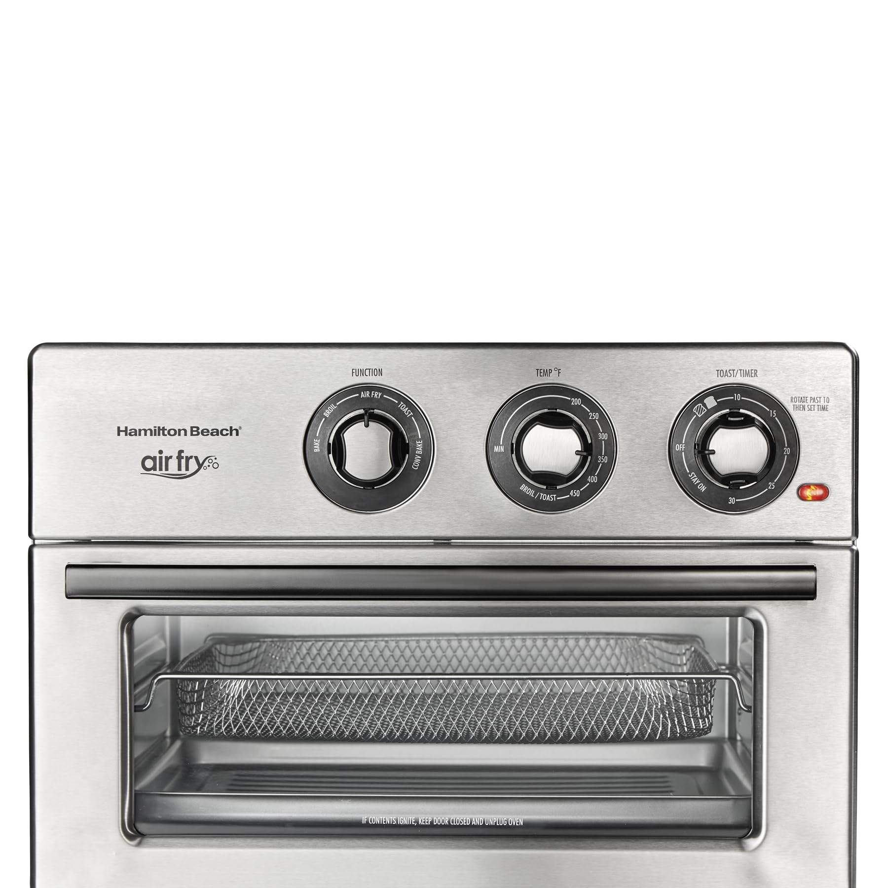 Hamilton Beach 6-in-1 Toaster Oven Air Fryer Combo with Bake, Broil & Toast Functions | 1800W Countertop Oven for Pizza, Chicken, Cookies | Stainless Steel Kitchen Appliance for Small Spaces & Dorm Rooms