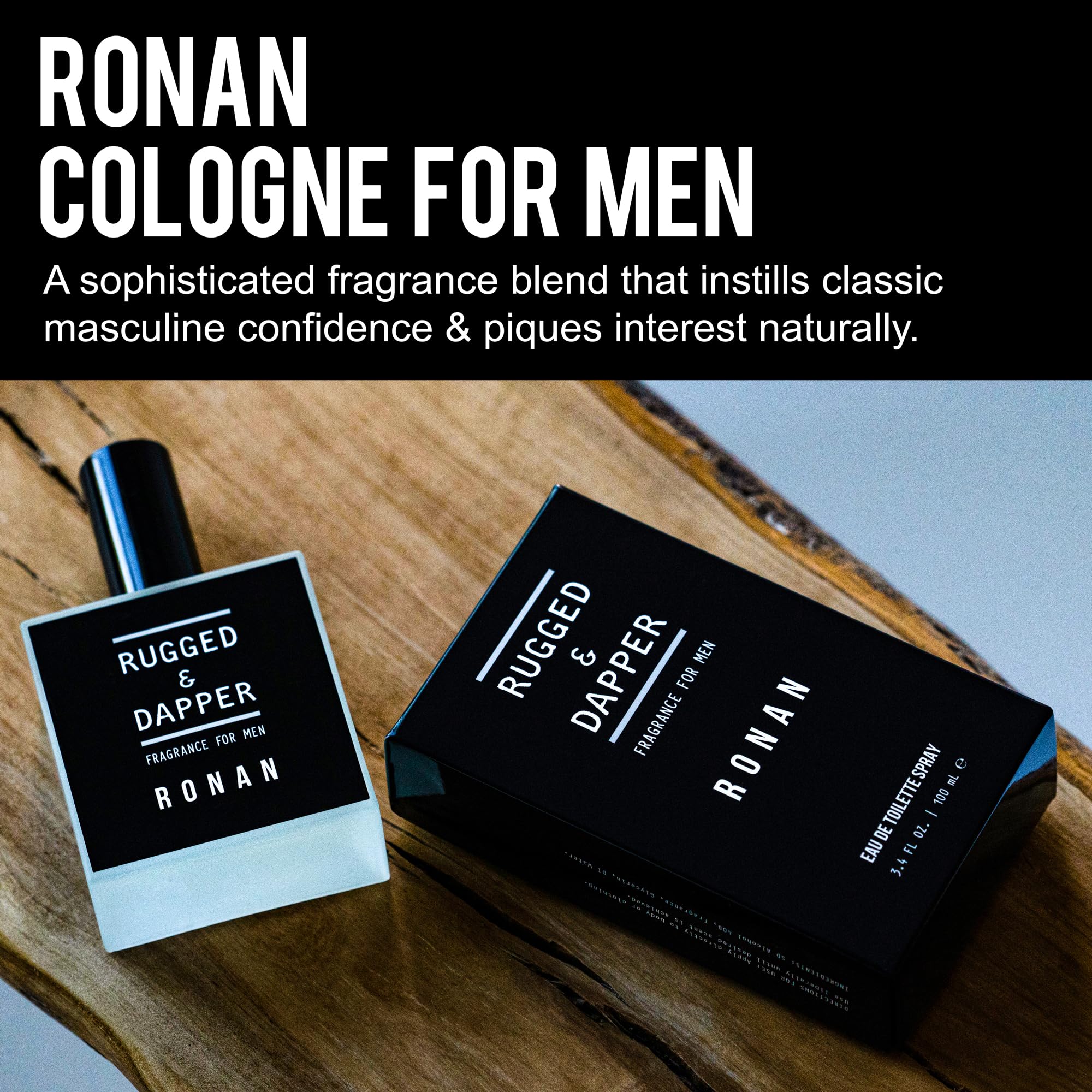 RUGGED & DAPPER RONAN Men's Cologne Spray 3.4 oz - Best Rated Long-Lasting Fragrance for Confident Modern Men | Perfect for Date Night, Office & Special Occasions
