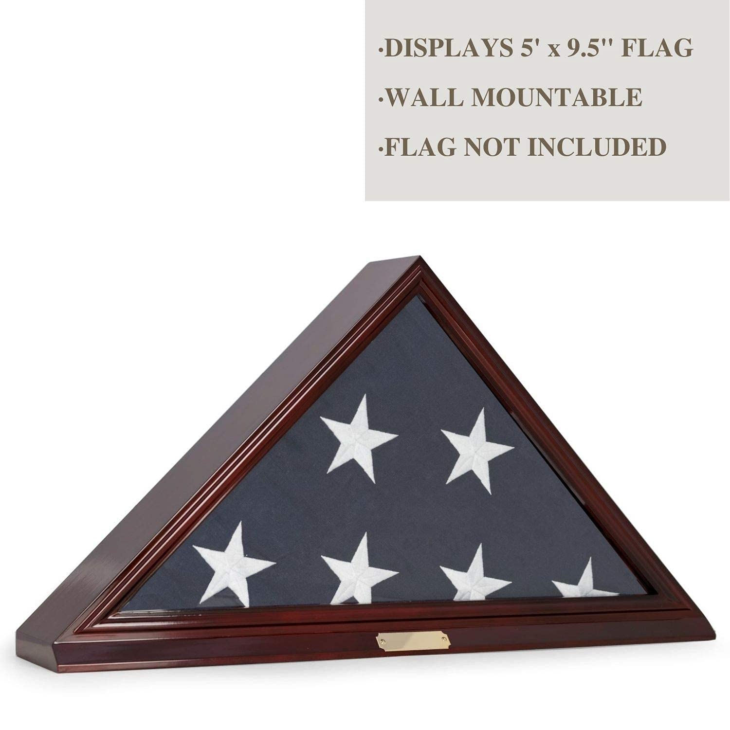 Bey-Berk Custom Personalized Solid Wood Triangle Glass Front Flag Display Case - Perfect for Military, Sports, and Memorial Flag Preservation