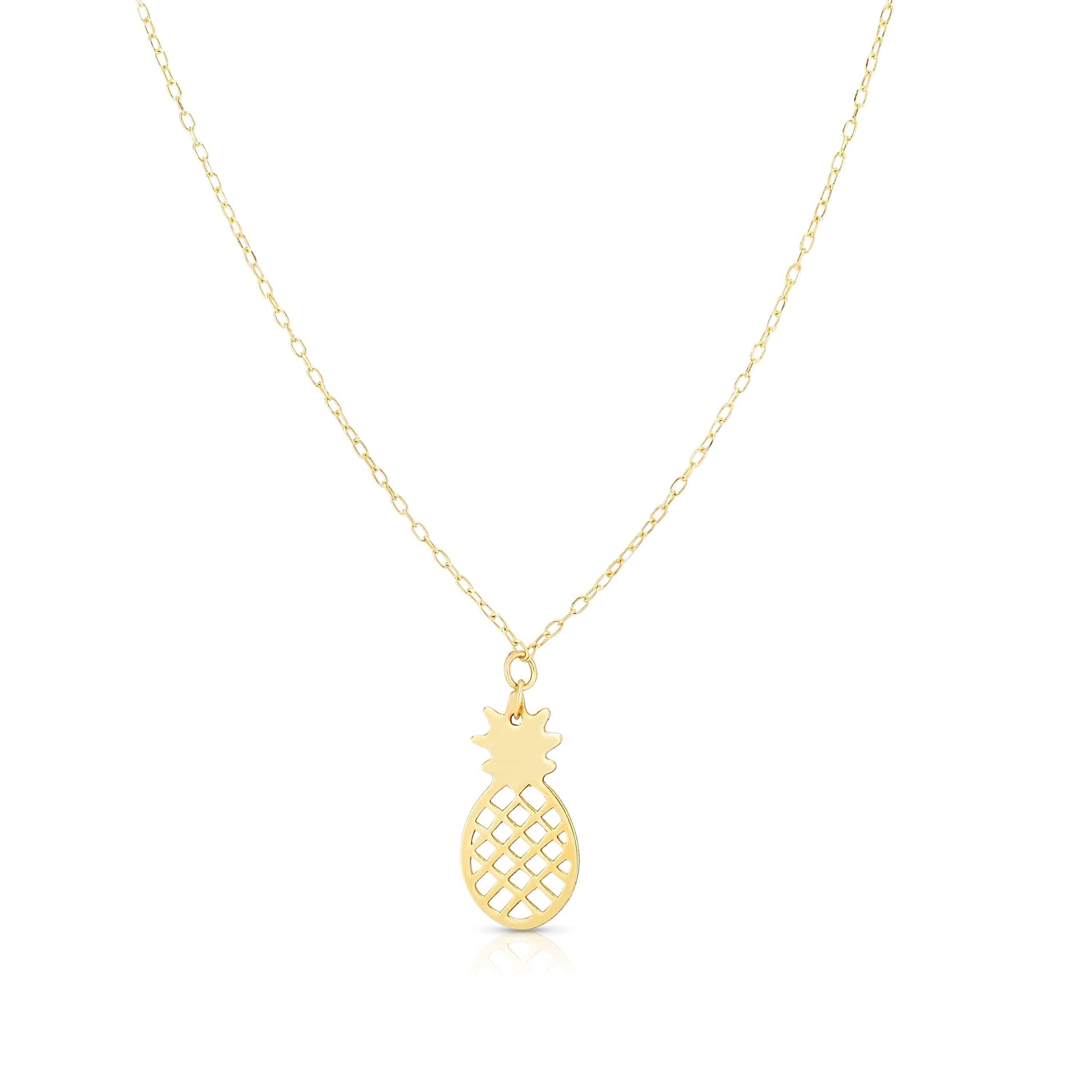 Giorgio Bergamo 14K Yellow Gold Pineapple Pendant Necklace - Elegant Dainty Jewelry for Women, Perfect Gift for Birthday, Anniversary & Everyday Wear