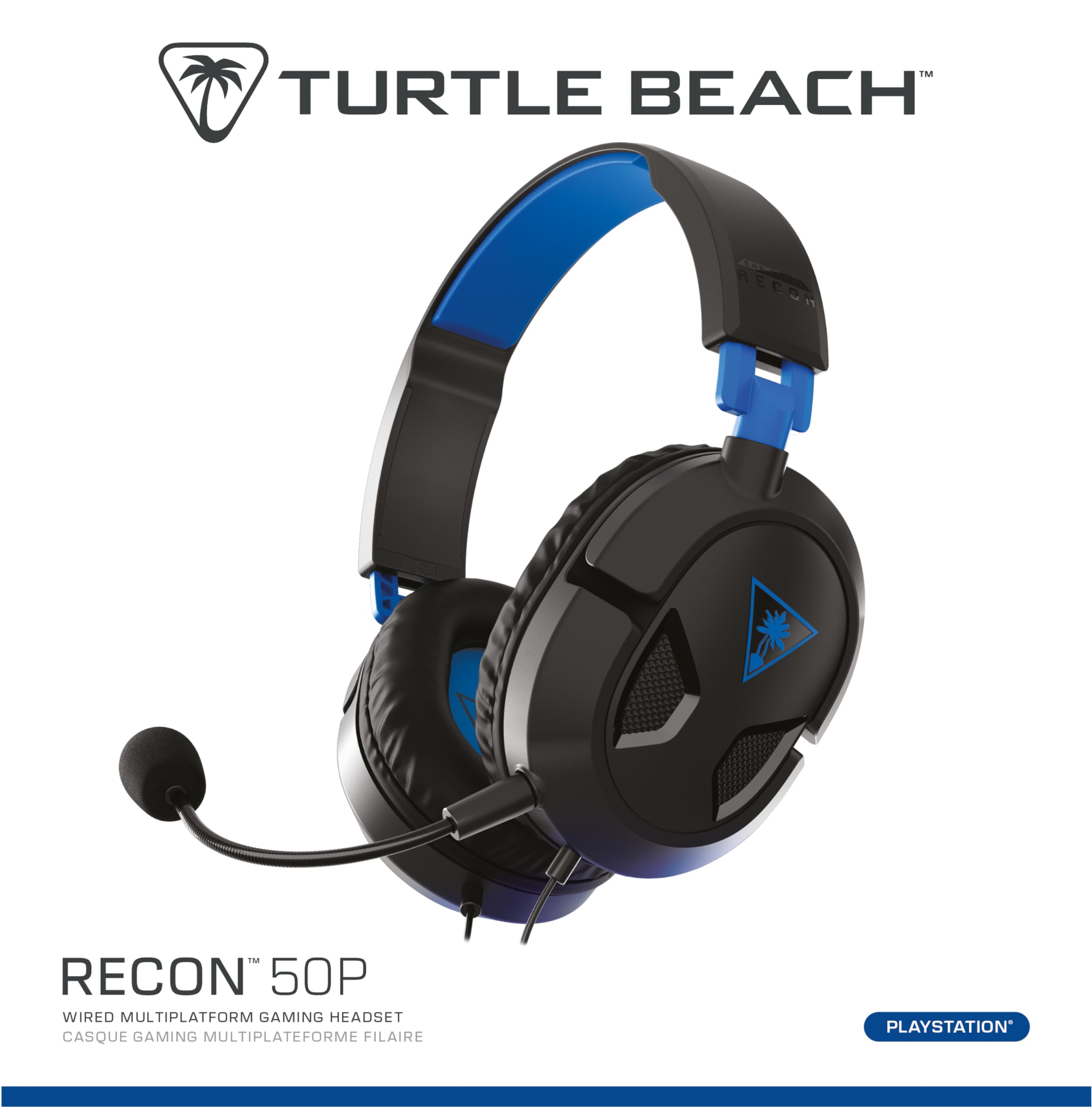 Turtle Beach Recon 50P Stereo Gaming Headset for PS5, PS4 Pro & PS4 - Lightweight Comfort with Flip-Up Mic - Perfect for FPS, Battle Royale & Online Multiplayer Games