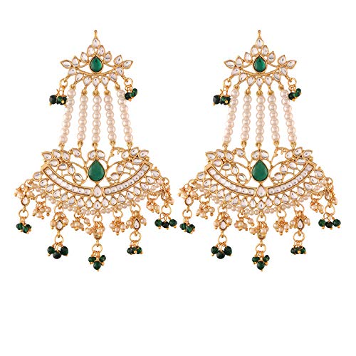 Exquisite Gold Plated Indian Wedding Bollywood Kundan Pearl Dangler Drop Earrings for Women (E2636-1) – Perfect for Bridal Jewelry, Festive Occasions & Cultural Celebrations