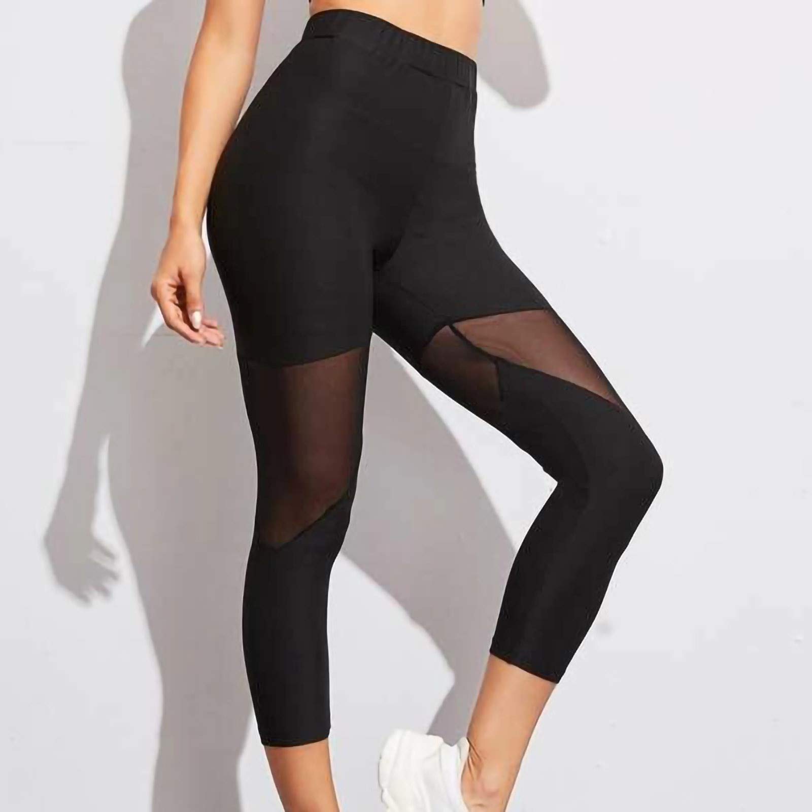 Boho Leggings for Women - High Waist Mesh Yoga Pants with Stretch, Stitched Running Capris - Perfect for Yoga, Running, Gym & Casual Wear