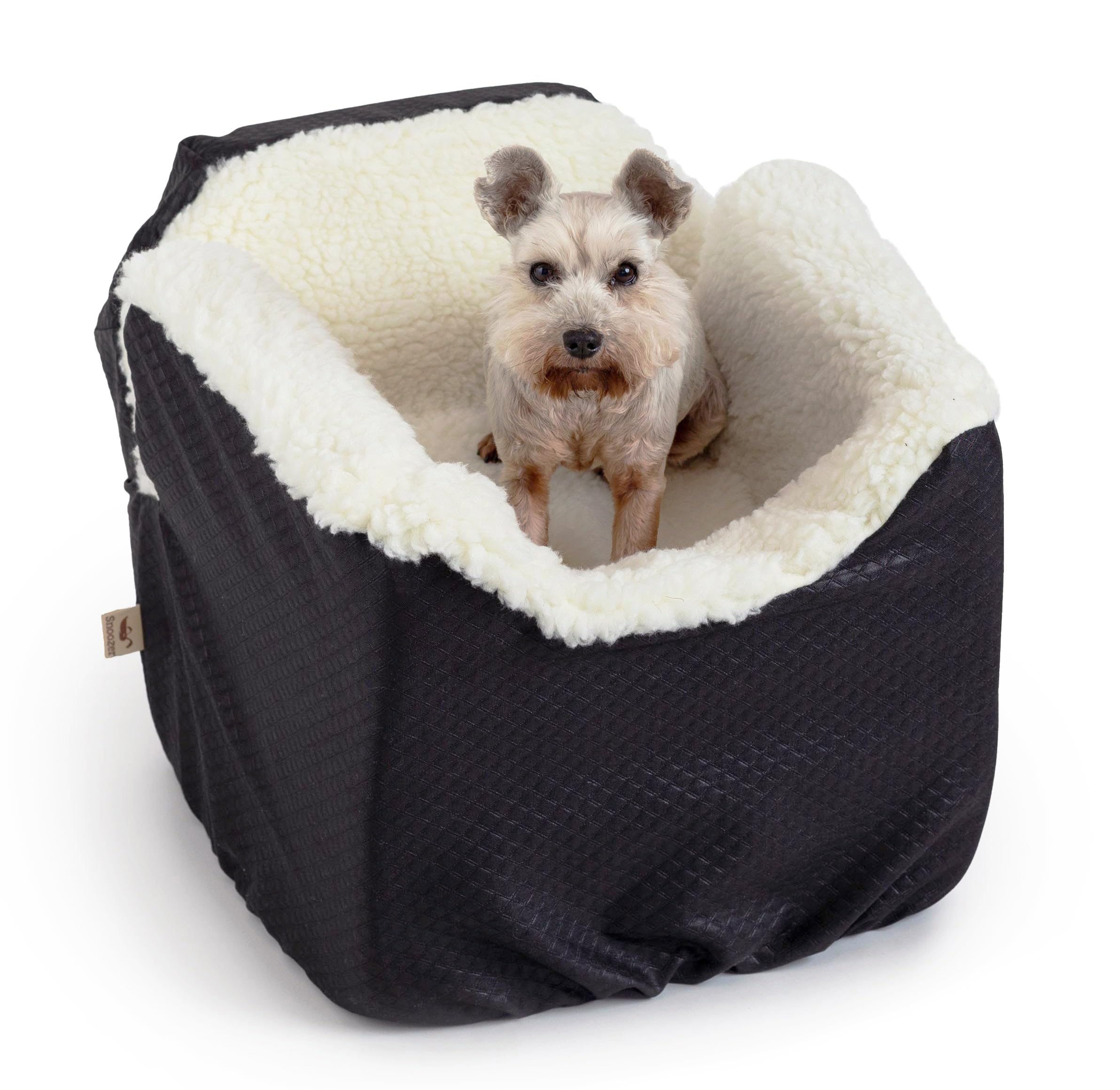 Snoozer Lookout Dog Booster Car Seat for Small Dogs 5-15 lbs - Black Diamond Fabric Pet Car Seat to Prevent Motion Sickness - Removable & Machine Washable Cover - Perfect for Road Trips & Vet Visits