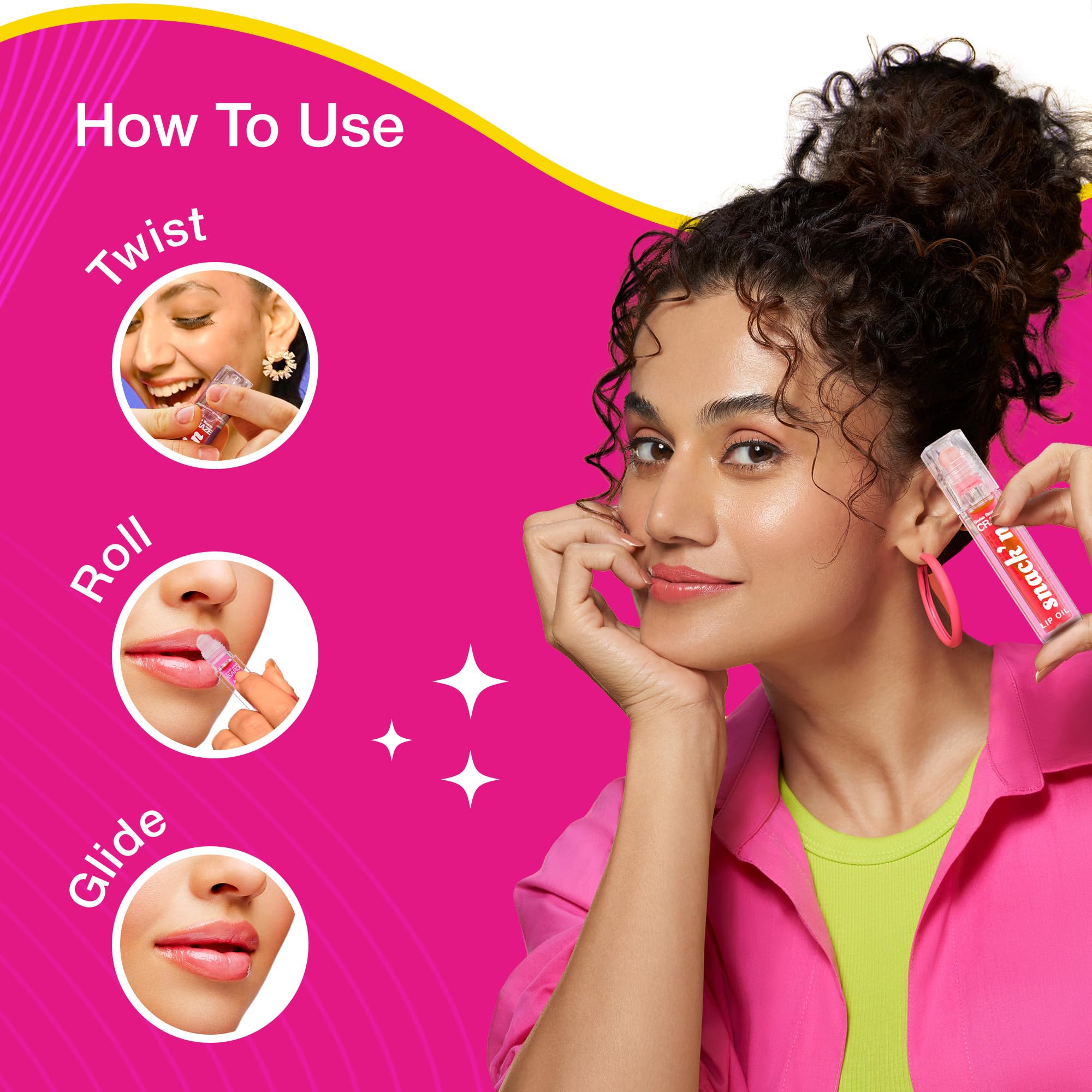 SWISS BEAUTY Craze Snack'N Nourishing Lip Oil with Vitamin E & Hyaluronic Acid - Glass-Like Shine, Hydrating & Plumping - Apple Tart Shade (4.5ml, Pink) | Perfect for Daily Moisture, Glossy Look & Night Lip Care