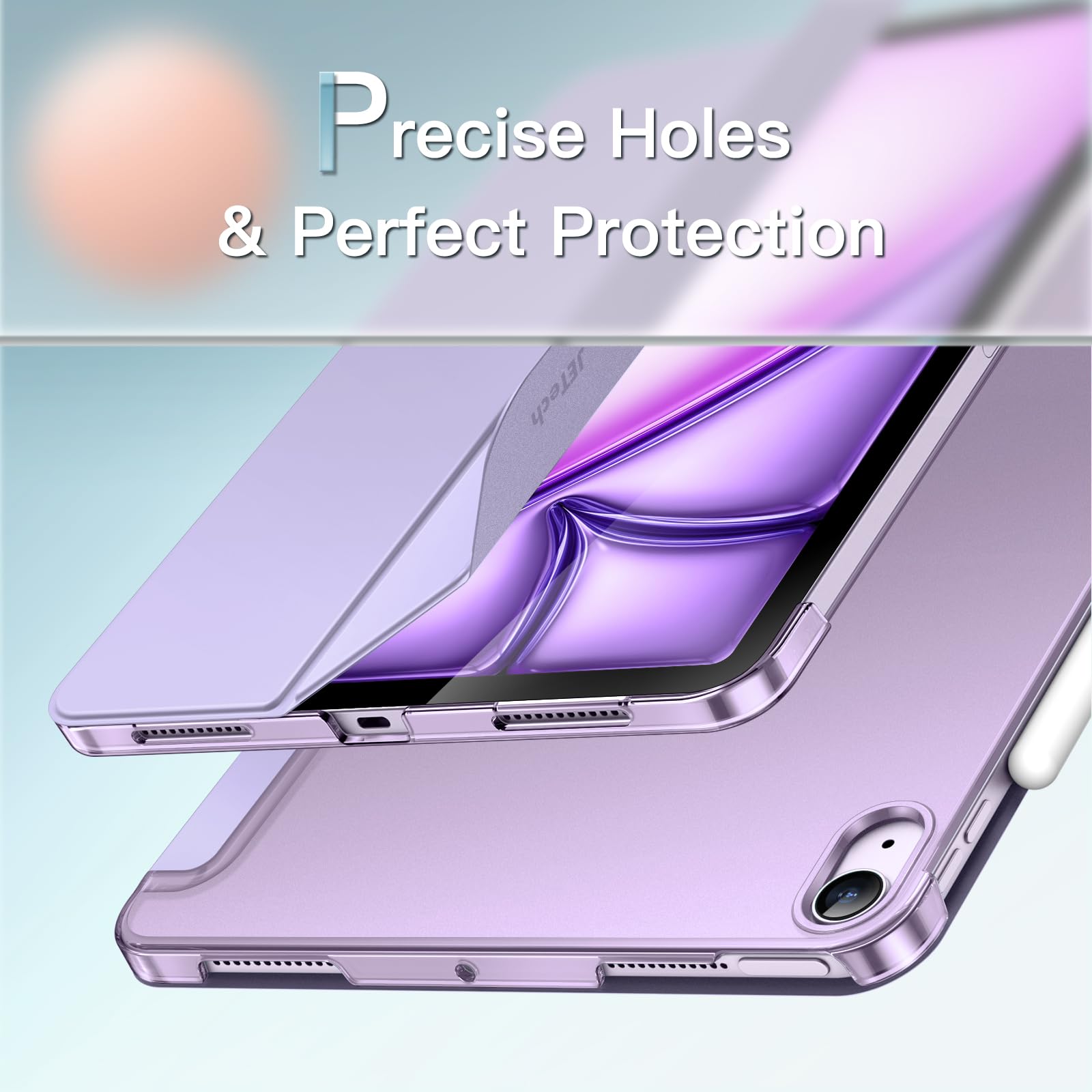 JETech Slim Stand Hard Back Shell Cover for iPad Air 11-Inch M3/M2 (2025/2024) & iPad Air 5 (2022 5th Generation 10.9-Inch) | Auto Wake/Sleep Protective Case in Light Purple | Perfect for Work, Travel & Home Use