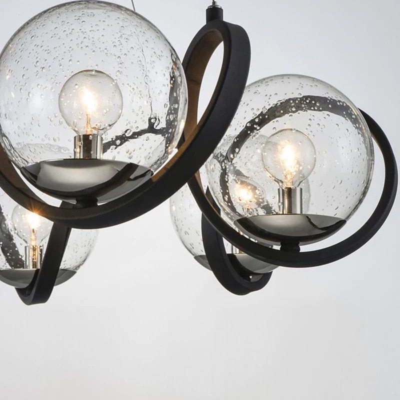 Magic Bean Molecular LED Chandelier with Glass Bubbles - Modern Crystal Ceiling Light Fixture for Dining Room, Living Room & Bedroom Decor