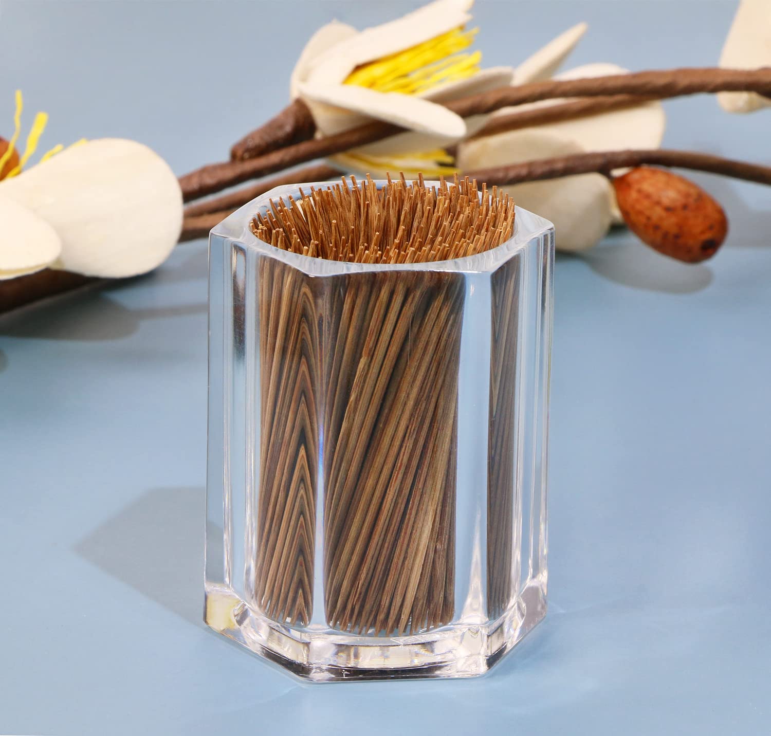 ONLYKXY 2-Pack Clear Acrylic Toothpick Holders - Elegant Kitchen Storage Organizer for Home & Restaurant Use | Portable Toothpick Box with Modern Design (Rhombus Shape) | Perfect for Dining Tables, Countertops, and Party Settings