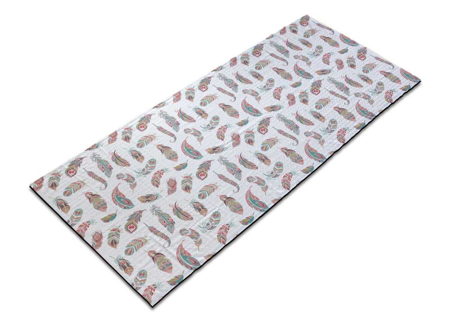 Ambesonne Non-Slip Yoga Mat Towel - Bohemian Feather Print, Sweat Absorbent Workout Cover for Yoga & Pilates, 25