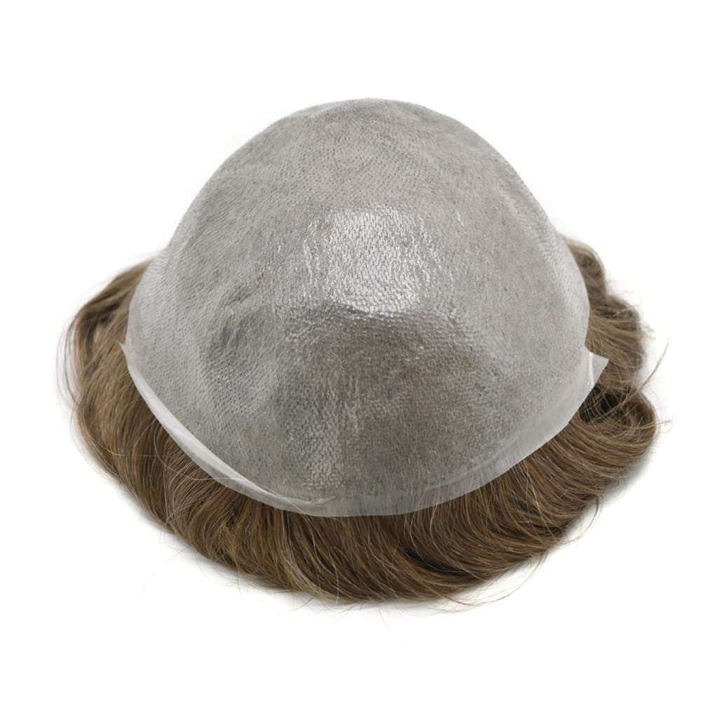 Ultra Thin Skin 0.04mm Men's Toupee Hair Replacement System - Invisible Hairline V-Looped All Poly Skin PU Hair Unit - 8