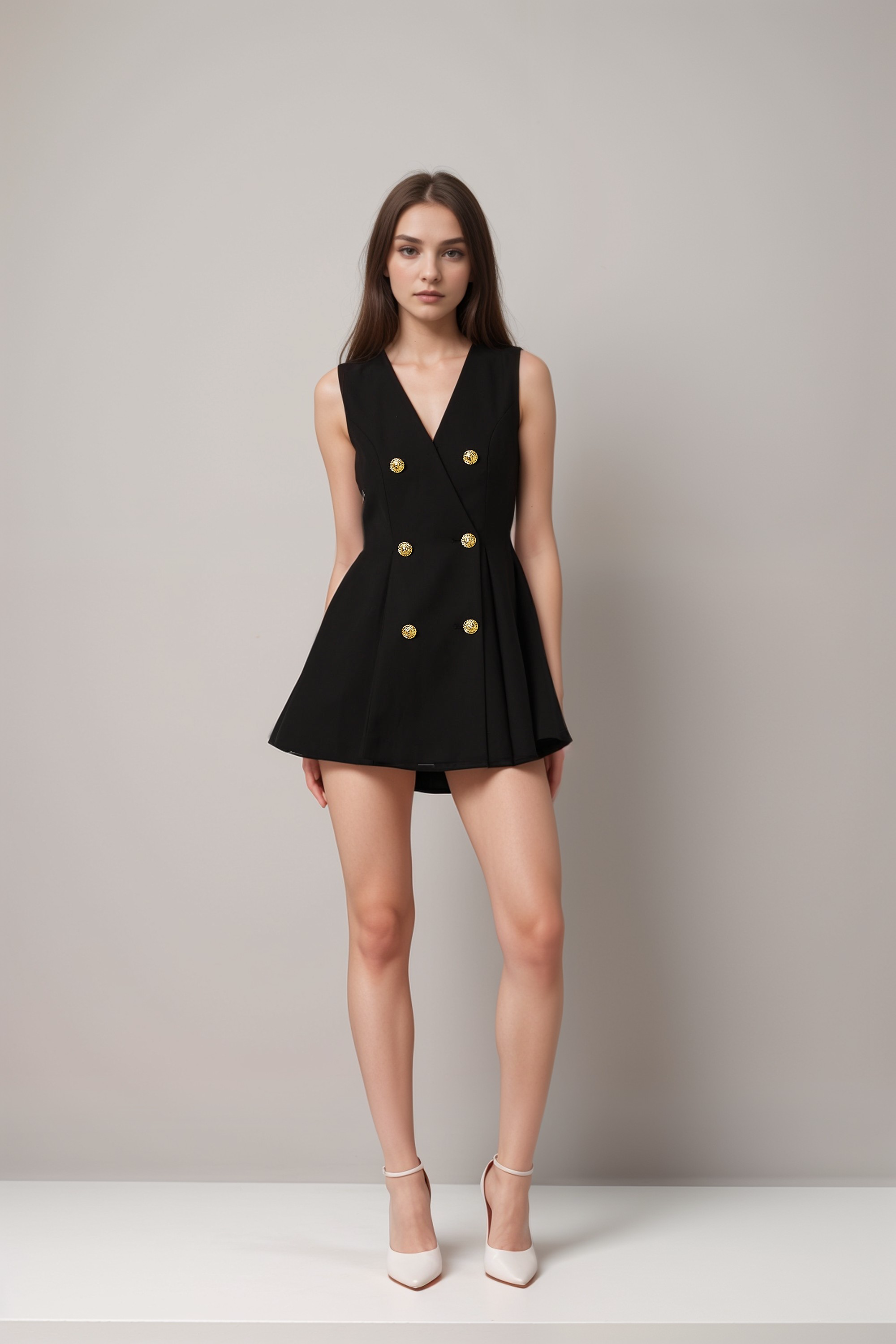 Amira Double Breasted Flared Mini Dress - Elegant Women's Party Cocktail Dress for Night Out, Date Night & Special Occasions