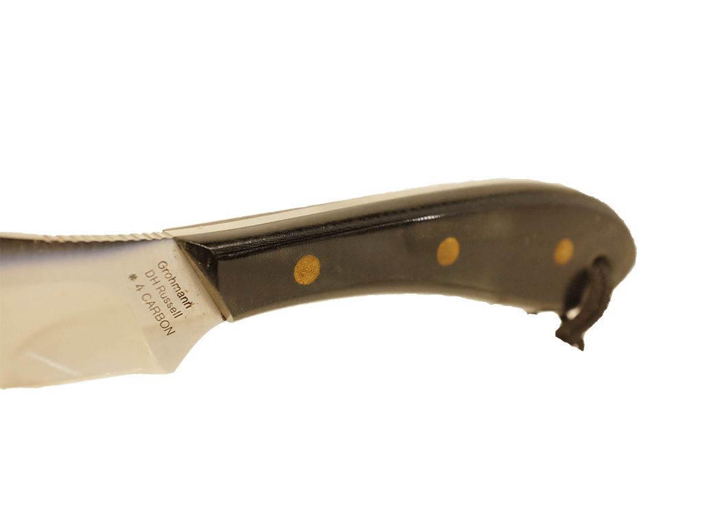 Grohman #4 Carbon Survival Knife - 5.5 Inch Blade with Leather Sheath | D.H. Russell Canadian Belt Knife | Outdoor Camping, Hunting & Bushcraft Essential