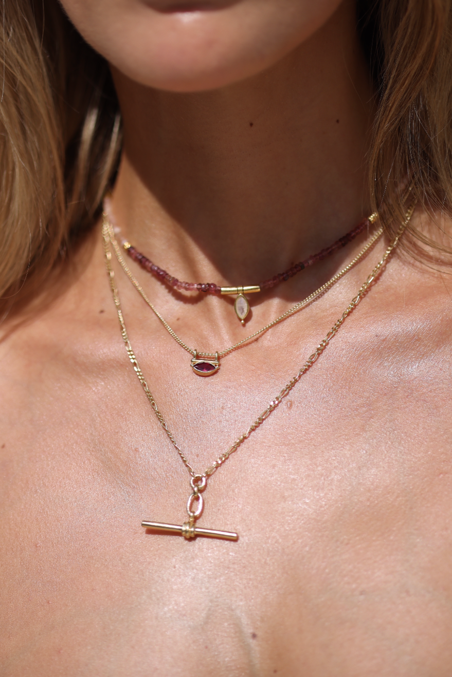 Nyra Rhodolite Gold Necklace – Elegant Garnet Gemstone Jewelry for Women | Perfect for Weddings, Parties & Special Occasions