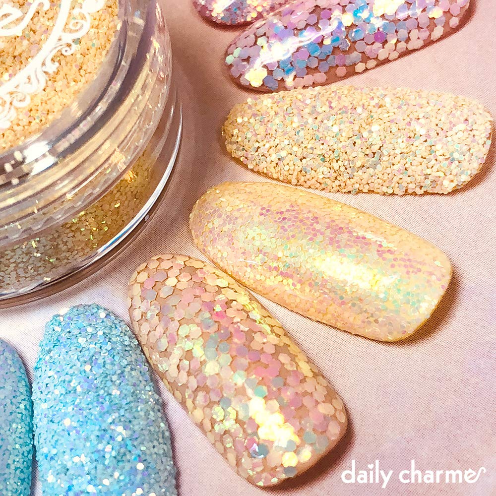 DAILY CHARME Pastel Iridescent Nail Art Glitter Powder - Creme Brulee Color for Acrylic Nails, Gel Polish & DIY Manicure - Perfect for Spring, Summer & Special Occasions
