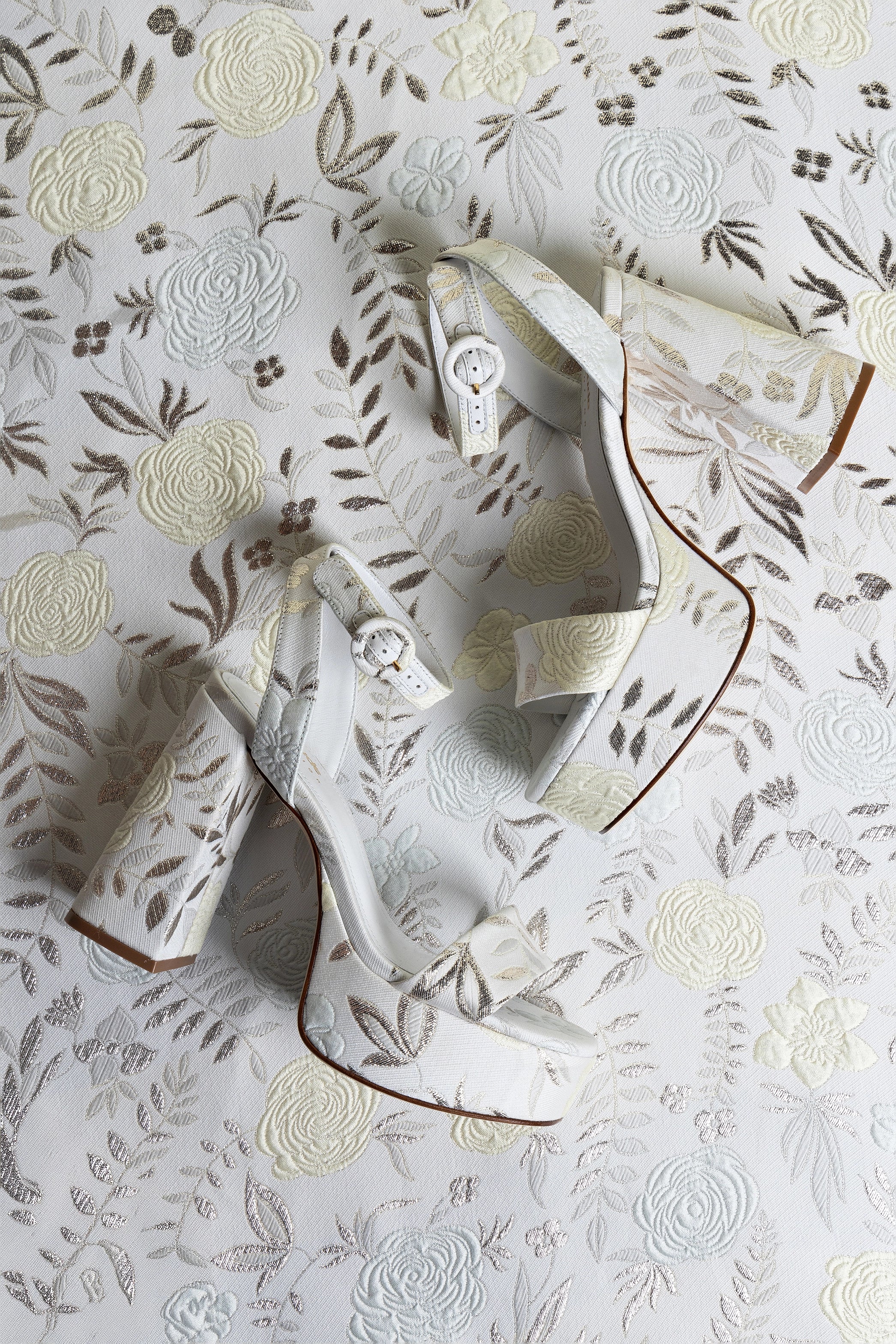 Larroudé x Markarian Dolly Sandal - Yvette Ivory Brocade Women's Dress Shoes | Perfect for Weddings, Parties & Special Occasions