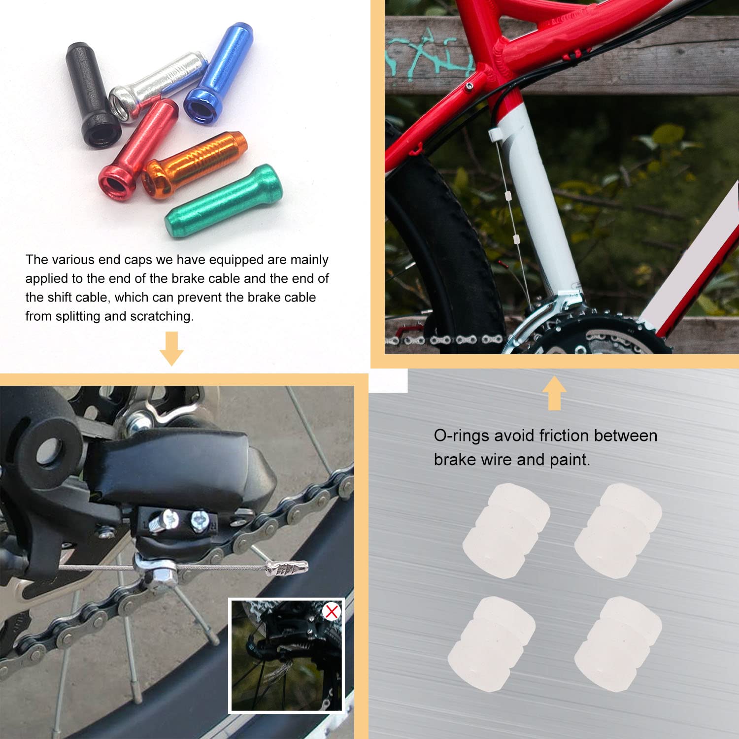 73Pcs Bicycle Brake & Shifter Cable Kit with Cable Cutter, End Caps & O-Rings - Stainless Steel Wire Cutter Set for Mountain & Road Bikes - Perfect for Bike Maintenance & Repair
