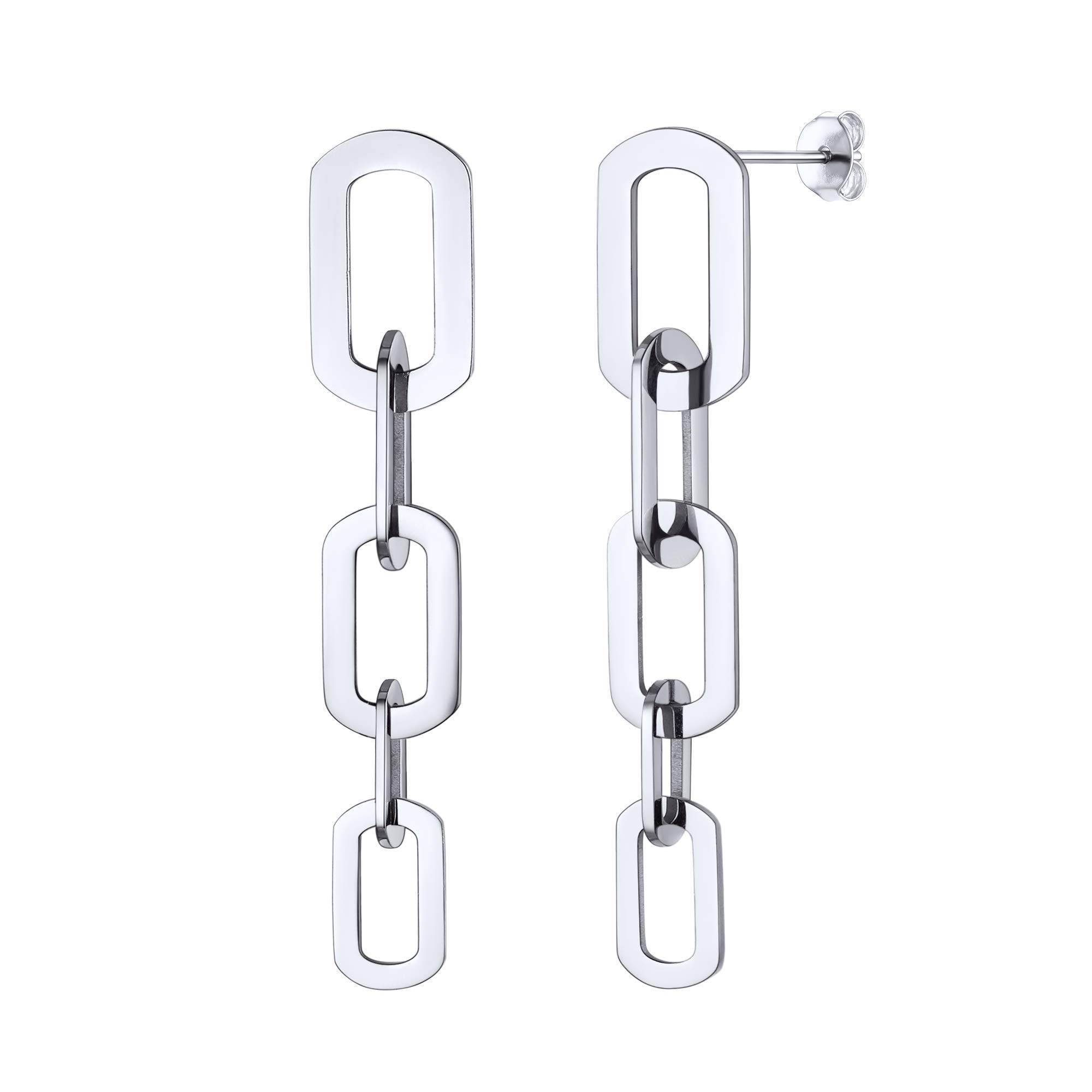 Trendy Gold Plated Chain Hoop Earrings for Women - European Style Dangle & Cuff Earrings with Surgical Steel Posts - Perfect for Parties, Weddings & Everyday Wear