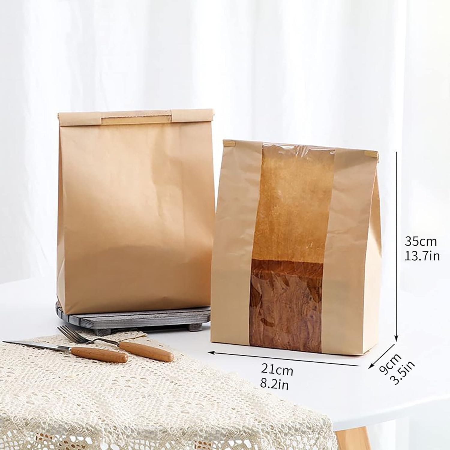 Large Paper Bread Bags with Window - 25pcs Bakery Storage Bags for Homemade Sourdough, Loaves & Cookies | Perfect for Fresh Bread Packaging, Bakery Display & Food Gifting