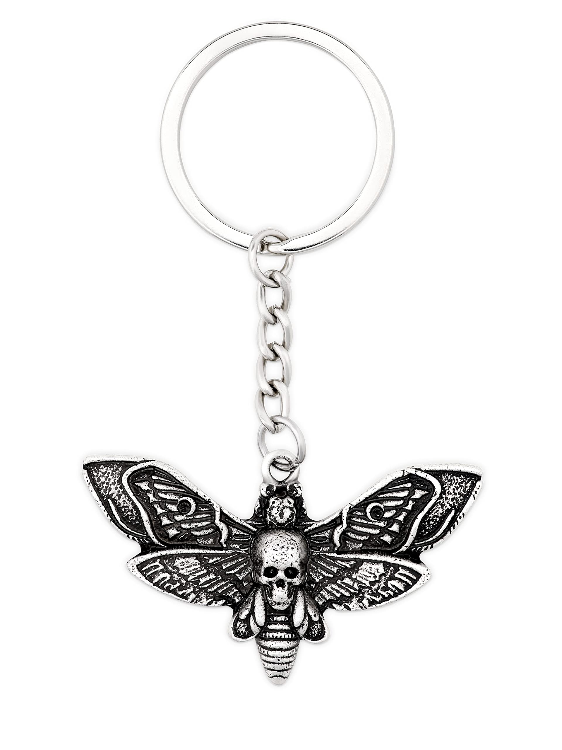 HAQUIL Skull Head Moth Keychain - Vintage Gothic Bug Charm Key Ring with Retro Design - Perfect for Equestrian Lovers, Gothic Fashion Accessories & Unique Gift Ideas
