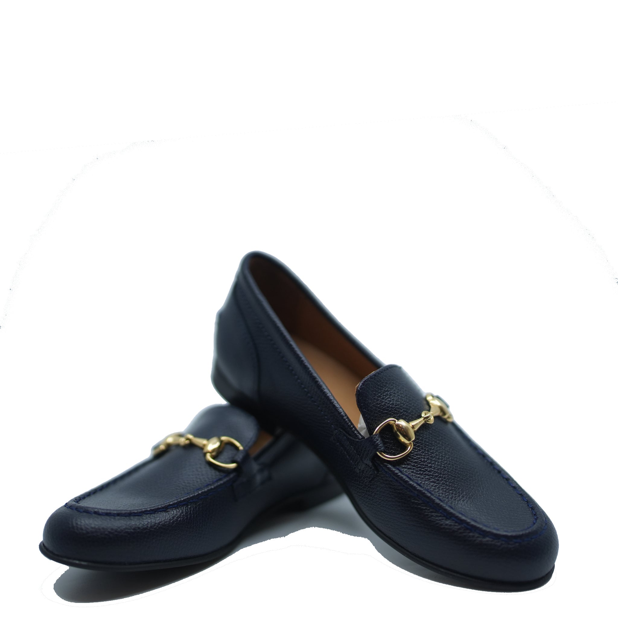 Men's Atlanta Moccasin Navy Pebbled Leather Dress Shoes with Buckle Detail - Perfect for Business, Office & Formal Occasions