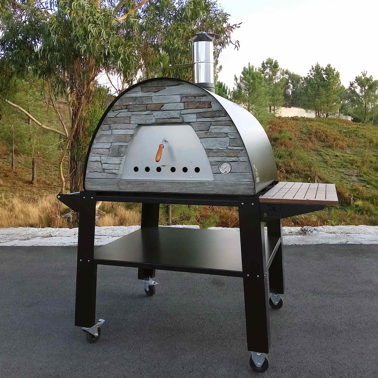 Premium Portable Pizza Oven Stand for Ooni, Solo Stove & Outdoor Pizza Making - Compact, Durable & Adjustable Height for Backyard, Camping & Tailgating Parties