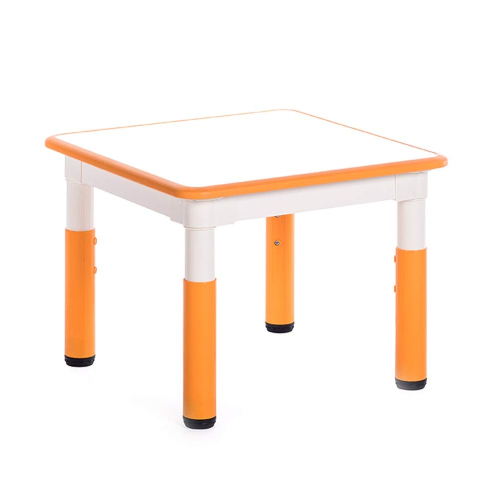 LIANGJUN Adjustable Height Kids Table and Chairs Set - 6 Vibrant Colors for Learning, Gaming & Classroom Use (Orange, 60x60x46cm) - Perfect for Kindergarten, Playroom & Homeschooling Activities