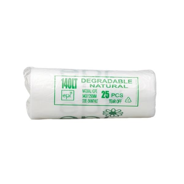 140Lt Contractor Heavy Duty Trash Bags - Eco-Friendly Natural Bin Liners Roll - Perfect for Construction Sites, Home Renovation & Large Waste Disposal