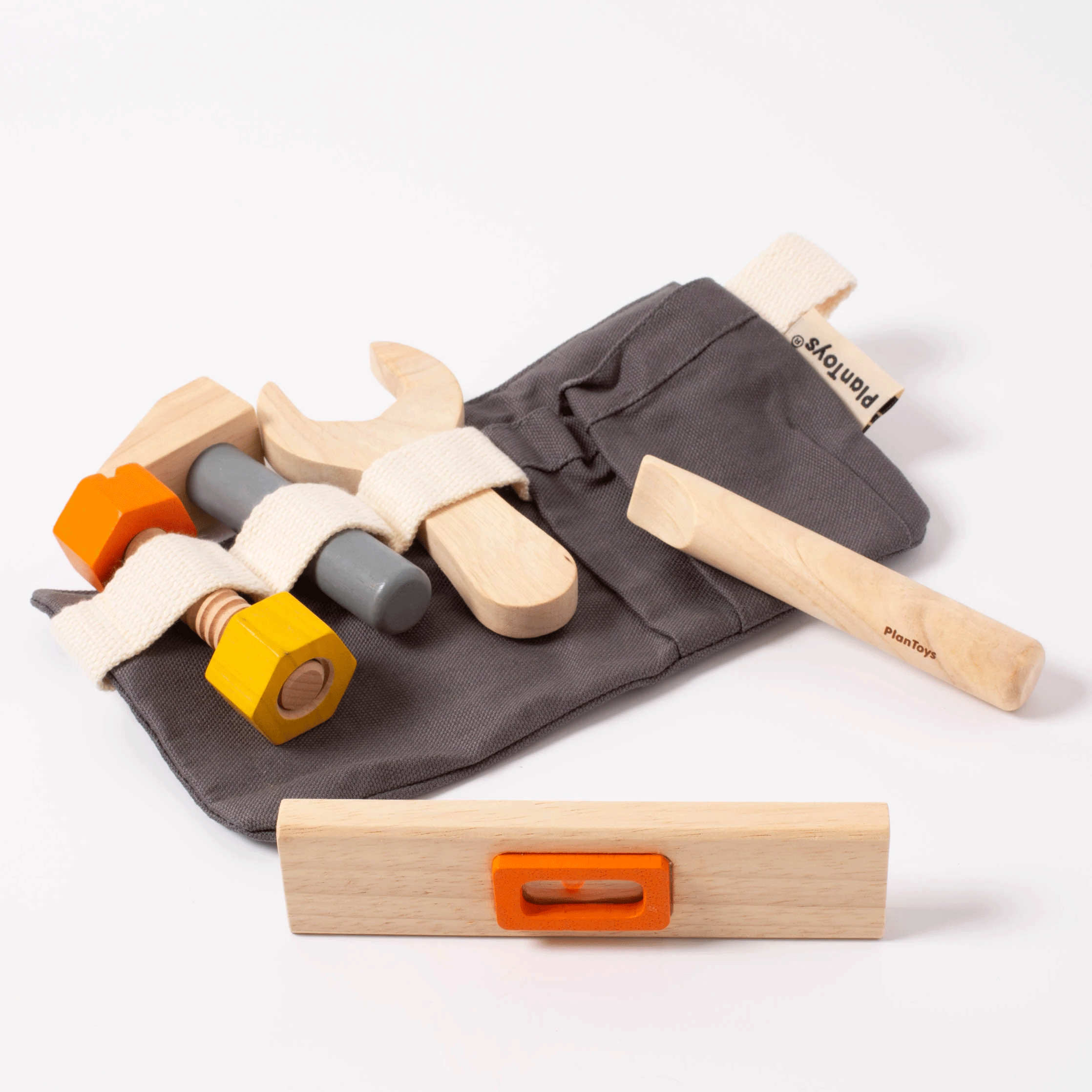 Plan Toys Kids Tool Belt Set - Durable & Adjustable for DIY & Pretend Play - Perfect for Little Builders & Role Play Activities