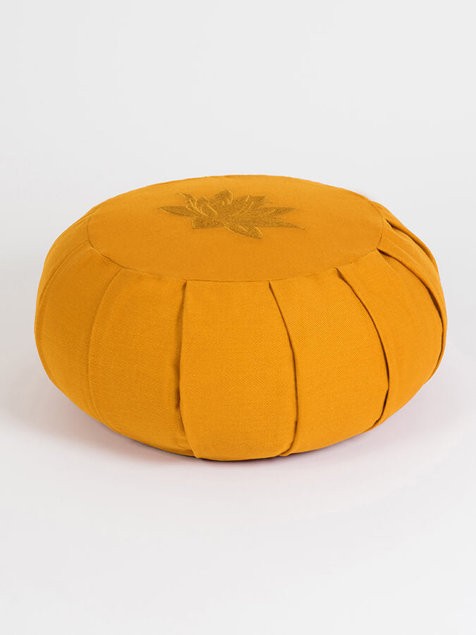 Organic Cotton Round Lotus Zafu Buckwheat Meditation Cushion - GOTS Certified for Yoga, Zen Meditation & Home Decor - Eco-Friendly & Comfortable Support for Mindful Practices