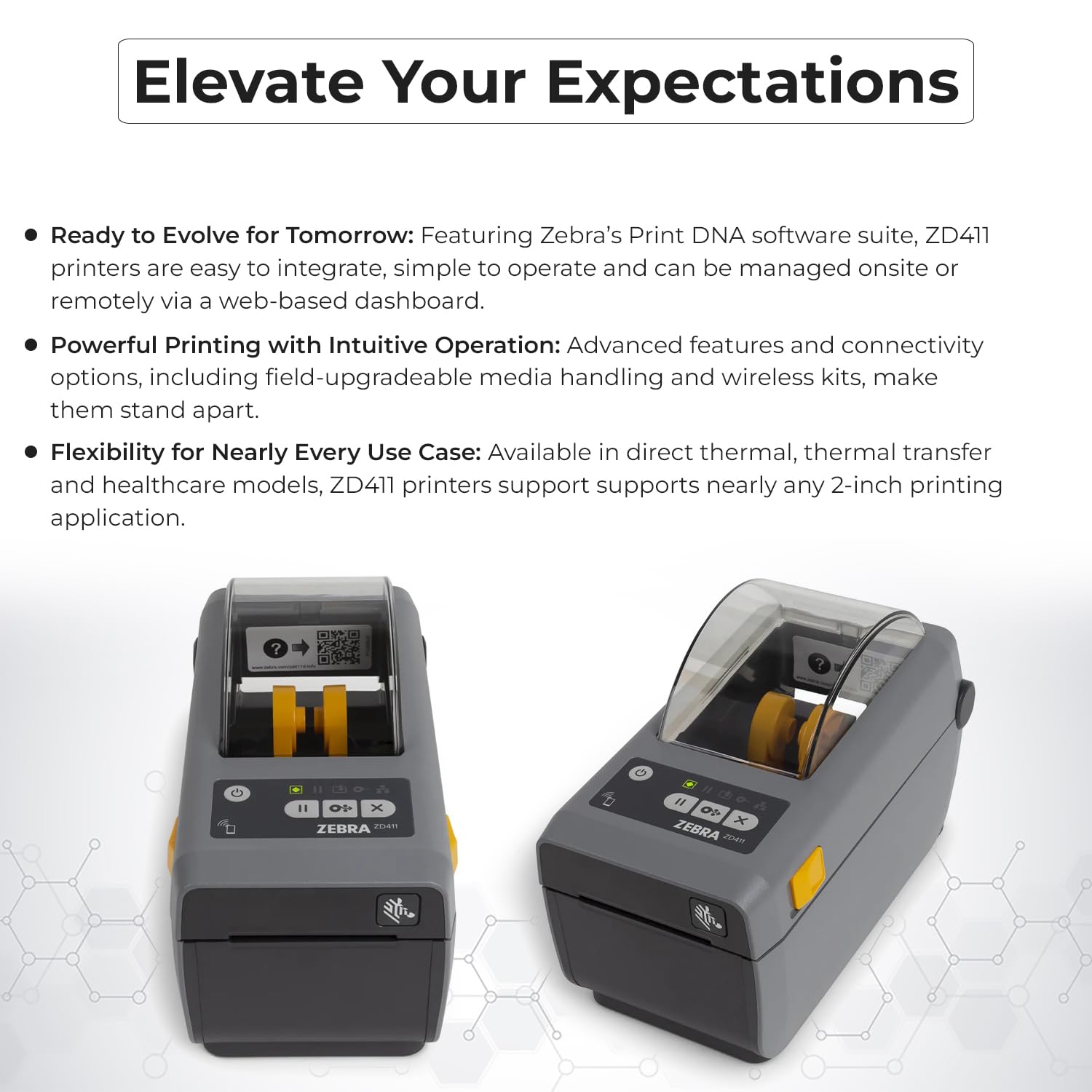 Zebra ZD411 Direct Thermal Label Printer (Replacement for ZD410) - USB Host, 2.25