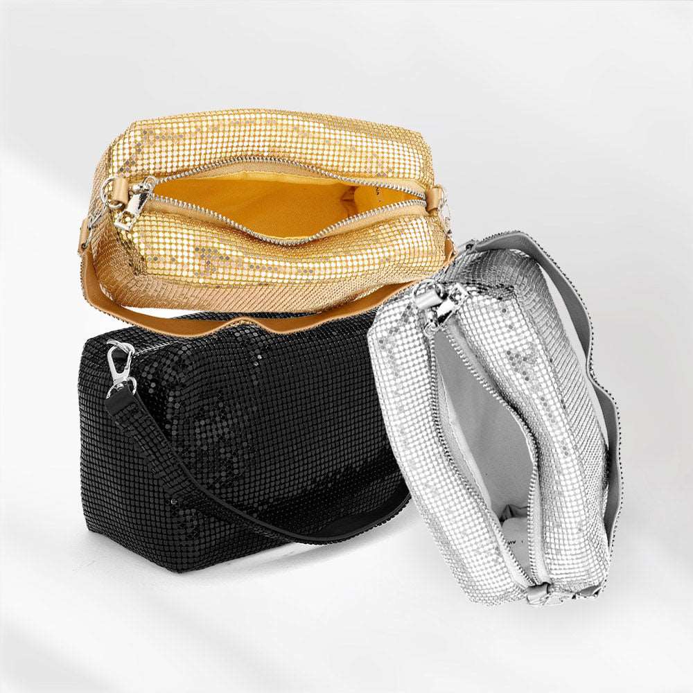 Stylish Black Bling Rectangle Tote Crossbody Bag for Women - Fashionable Shoulder Purse for Work, Travel & Evening Out