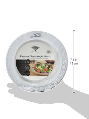 Premium White and Silver 7-Inch Dinner Plates - Set of 10 | Elegant Tableware for Formal Dining, Wedding Receptions & Holiday Entertaining