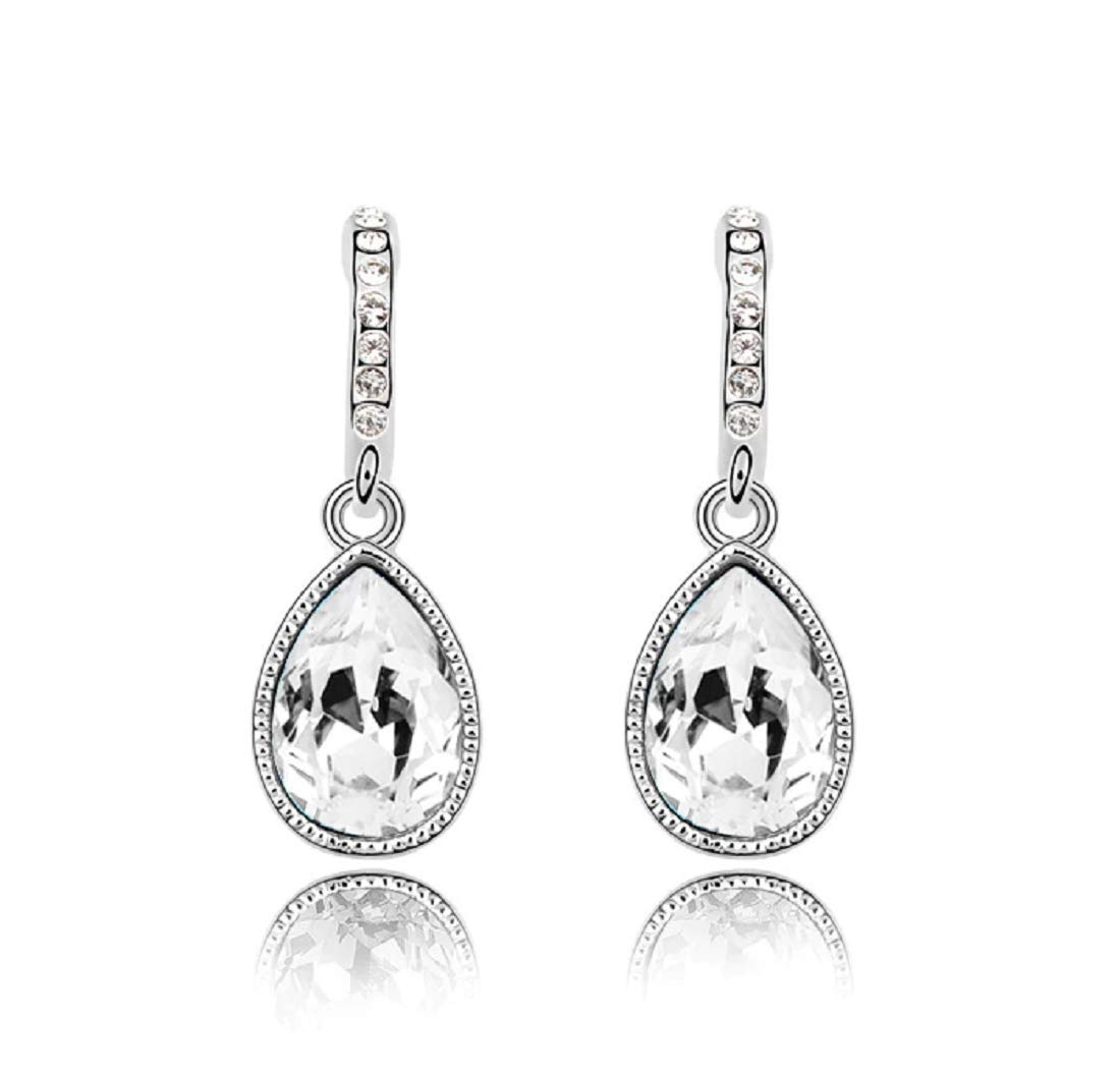 Elegant Silver Plated Crystal Drop Earrings for Women - Perfect for Weddings, Parties & Evening Events