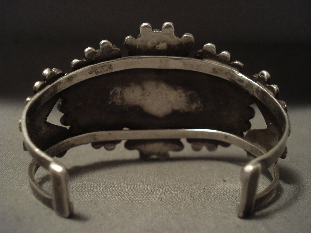 Vintage 1920s Navajo Cerrillos Turquoise Native American Silver Bracelet – Handmade Southwest Jewelry for Women, Boho Fashion & Western Style Accessories