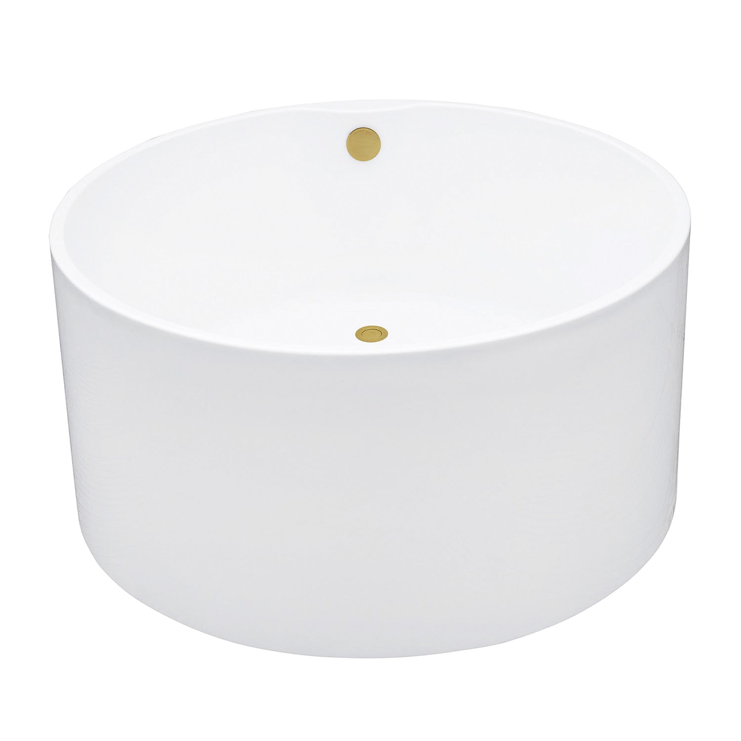 Aqua Eden 45 Inch Acrylic Round Freestanding Bathtub - Double Ended Soaking Tub with Overflow & Drain, Glossy White & Polished Brass Finish - Perfect for Luxury Bathrooms & Spa Retreats