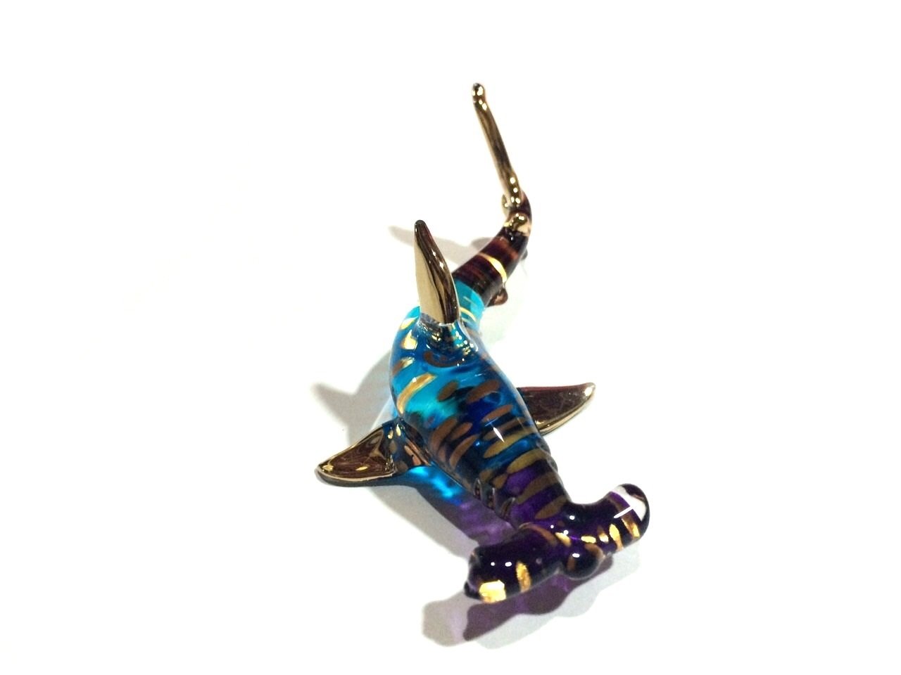 Handmade Hammerhead Shark Glass Figurine - Marine Decor for Home & Office
