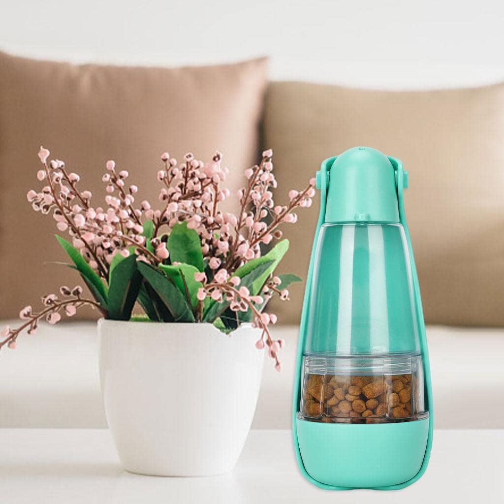 Portable Pet Water Bottle with Tray - Leak-Proof Travel Dog & Cat Water Dispenser for Hiking, Walking, Camping - Green (Ideal for Outdoor Adventures & Daily Walks)