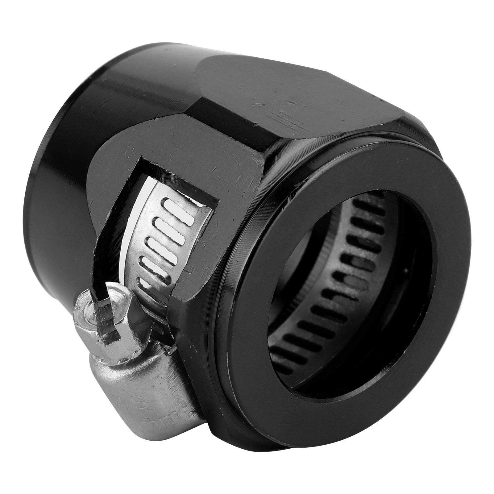 Stainless Steel 12AN Hose Connector Clamp - Fuel, Oil, Diesel & Air Leak-Proof Hose Finishing Clamp for Automotive, Marine & Industrial Applications (Black) - Perfect for Engine Fuel Lines, Hydraulic Systems & Air Compressor Connections