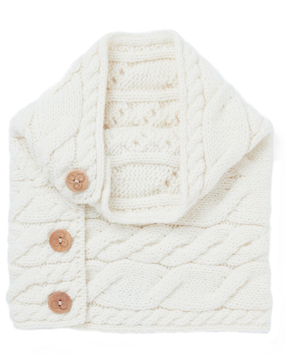 Aran Merino Wool Button Snood Scarf - Warm Winter Neck Warmer for Men & Women - Perfect for Outdoor Activities, Hiking, and Cold Weather Fashion