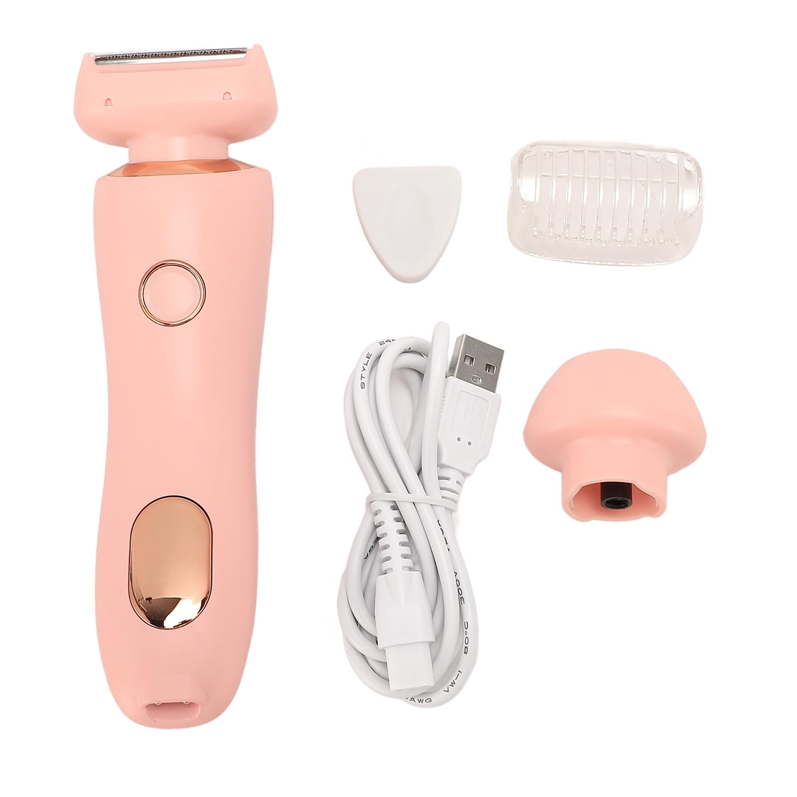 Electric Hair Removal Device for Women - 2 in 1 Rechargeable Epilator with Interchangeable Heads, Painless Hair Remover for Face & Body - Perfect for Pregnancy Care & Smooth Skin (Pink) | At-Home Hair Removal & Beauty Routine